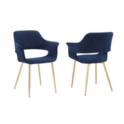 Gigi Blue Velvet Dining Room Chair with Gold Metal Legs - Set of 2 - Furniture City (CA)l