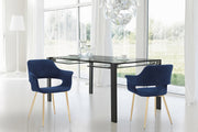 Gigi Blue Velvet Dining Room Chair with Gold Metal Legs - Set of 2 - Furniture City (CA)l