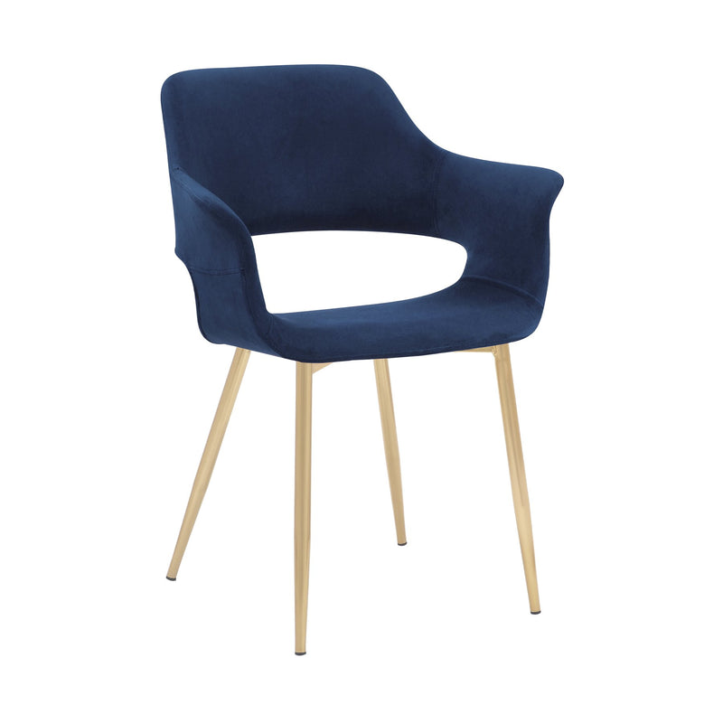 Gigi Blue Velvet Dining Room Chair with Gold Metal Legs - Set of 2 - Furniture City (CA)l