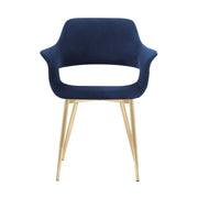 Gigi Blue Velvet Dining Room Chair with Gold Metal Legs - Set of 2 - Furniture City (CA)l