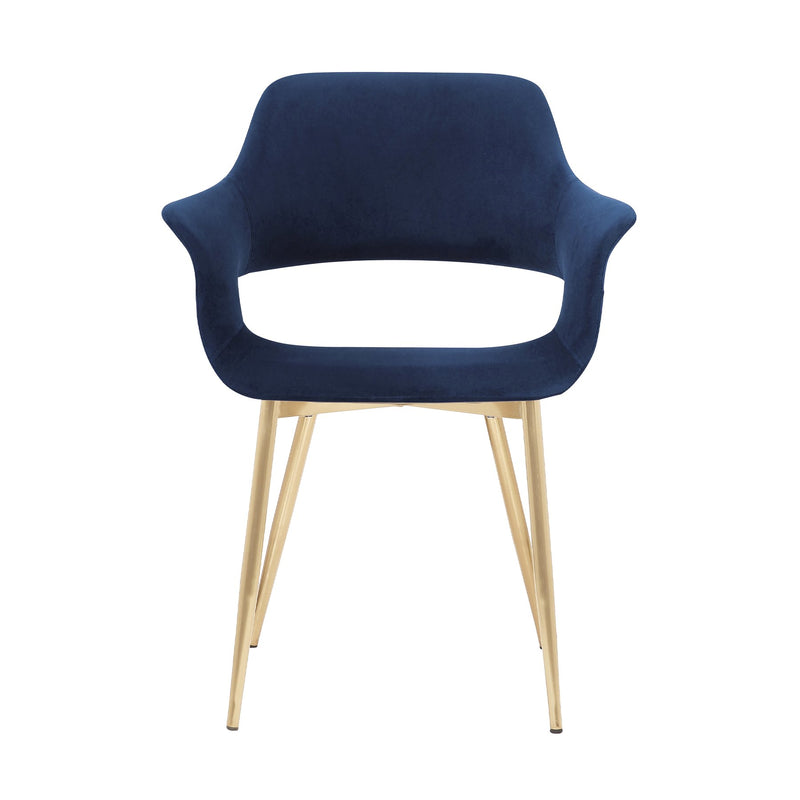 Gigi Blue Velvet Dining Room Chair with Gold Metal Legs - Set of 2 - Furniture City (CA)l