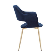 Gigi Blue Velvet Dining Room Chair with Gold Metal Legs - Set of 2 - Furniture City (CA)l