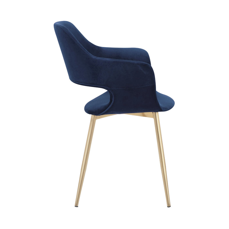Gigi Blue Velvet Dining Room Chair with Gold Metal Legs - Set of 2 - Furniture City (CA)l