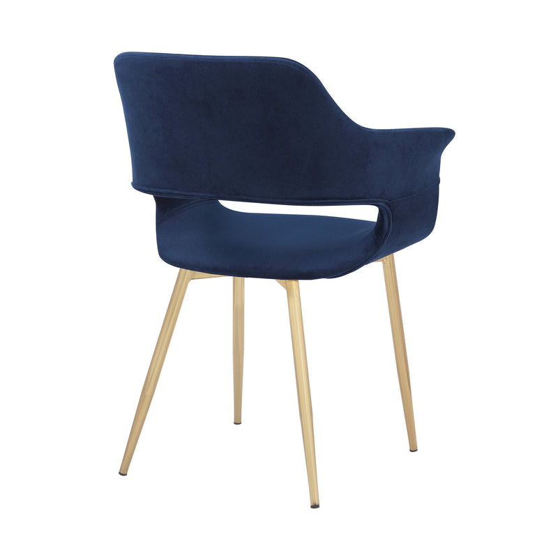 Gigi Blue Velvet Dining Room Chair with Gold Metal Legs - Set of 2 - Furniture City (CA)l