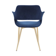 Gigi Blue Velvet Dining Room Chair with Gold Metal Legs - Set of 2 - Furniture City (CA)l