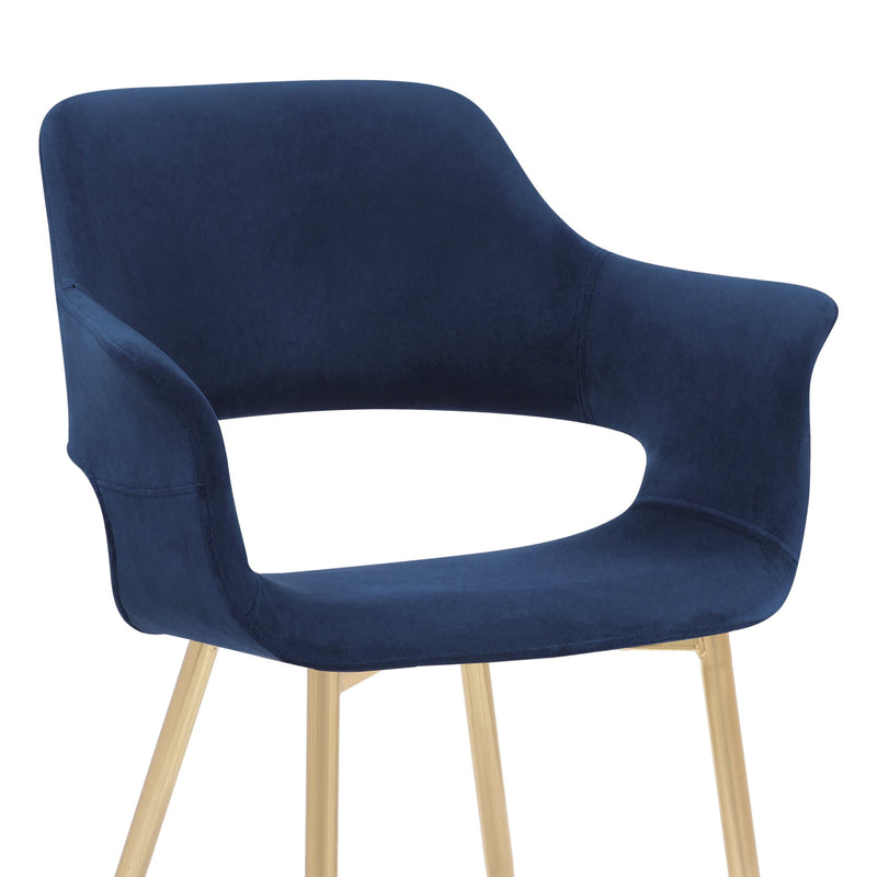 Gigi Blue Velvet Dining Room Chair with Gold Metal Legs - Set of 2 - Furniture City (CA)l