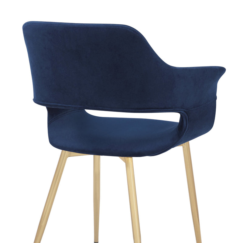 Gigi Blue Velvet Dining Room Chair with Gold Metal Legs - Set of 2 - Furniture City (CA)l