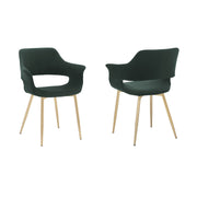 Gigi Green Velvet Dining Room Chair with Gold Metal Legs - Set of 2 - Furniture City (CA)l