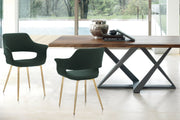 Gigi Green Velvet Dining Room Chair with Gold Metal Legs - Set of 2 - Furniture City (CA)l
