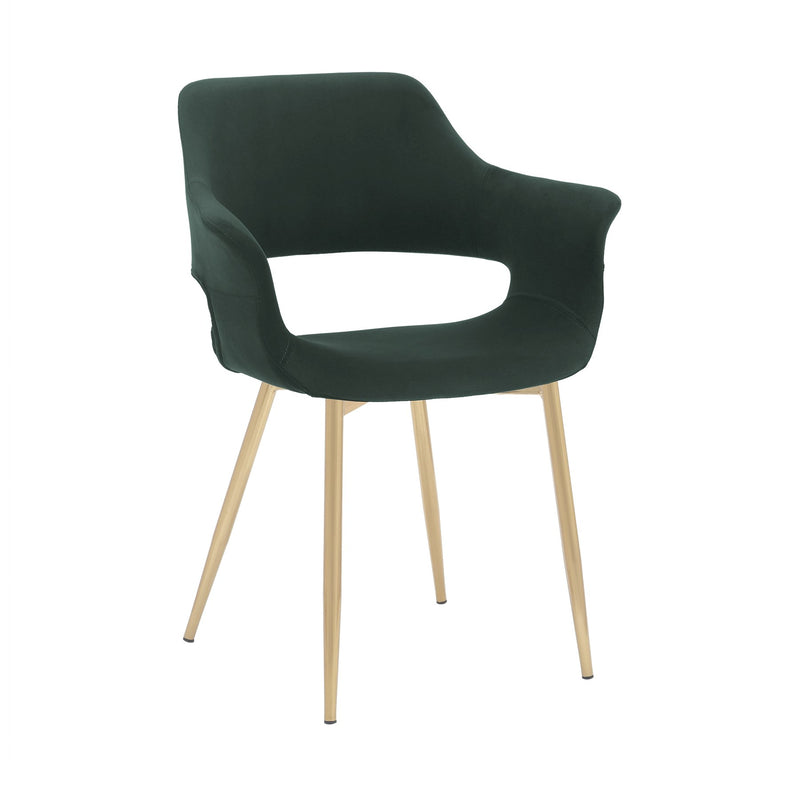 Gigi Green Velvet Dining Room Chair with Gold Metal Legs - Set of 2 - Furniture City (CA)l