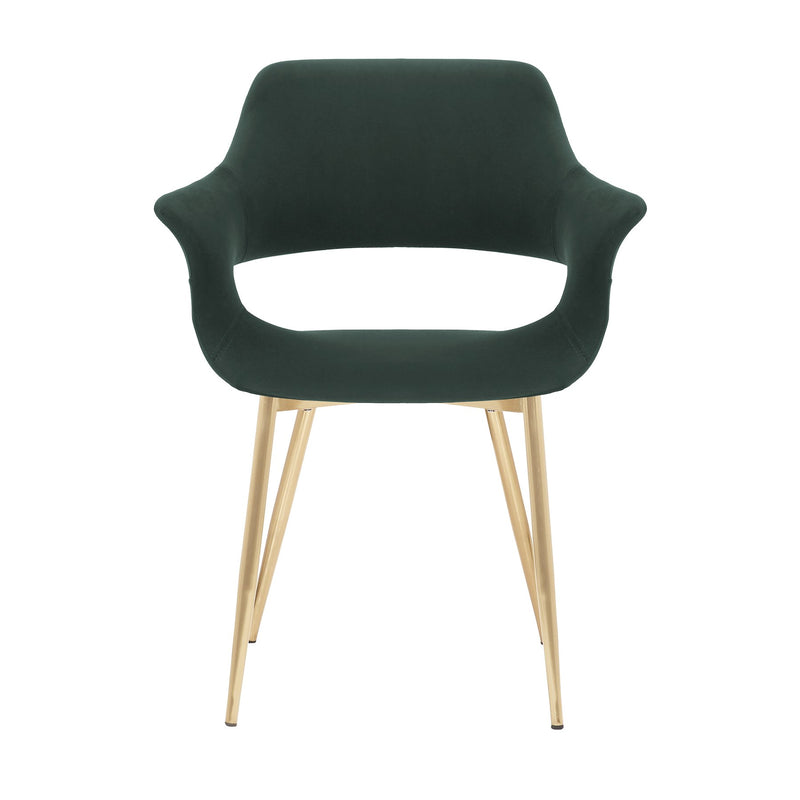 Gigi Green Velvet Dining Room Chair with Gold Metal Legs - Set of 2 - Furniture City (CA)l