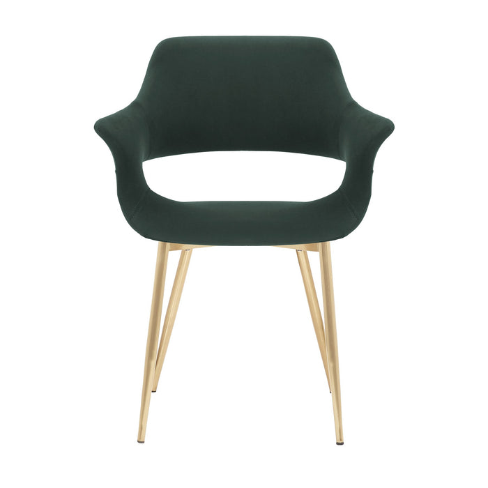 Gigi Green Velvet Dining Room Chair with Gold Metal Legs - Set of 2