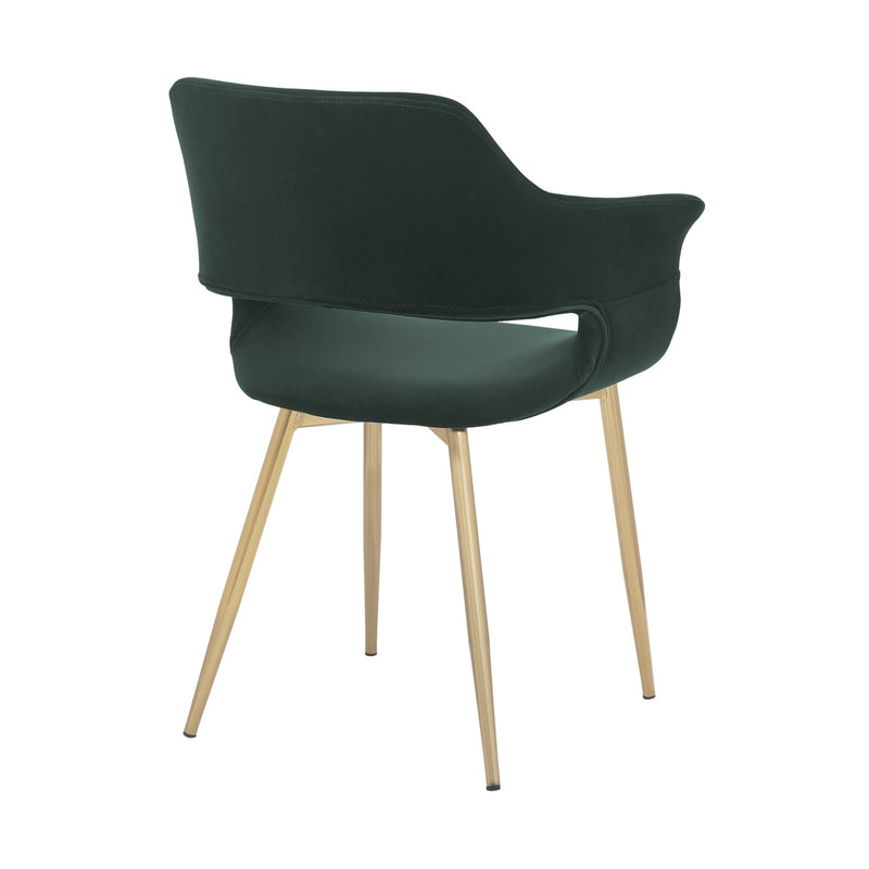 Gigi Green Velvet Dining Room Chair with Gold Metal Legs - Set of 2 - Furniture City (CA)l