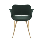 Gigi Green Velvet Dining Room Chair with Gold Metal Legs - Set of 2 - Furniture City (CA)l