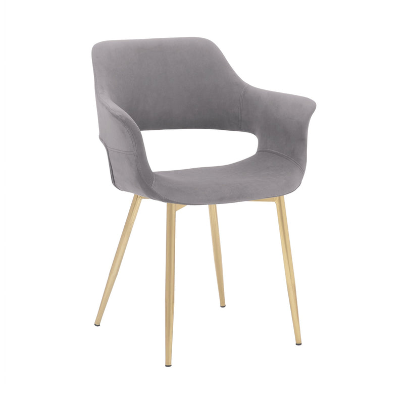 Gigi Gray Velvet Dining Room Chair with Gold Metal Legs - Set of 2 - Furniture City (CA)l