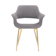 Gigi Gray Velvet Dining Room Chair with Gold Metal Legs - Set of 2 - Furniture City (CA)l