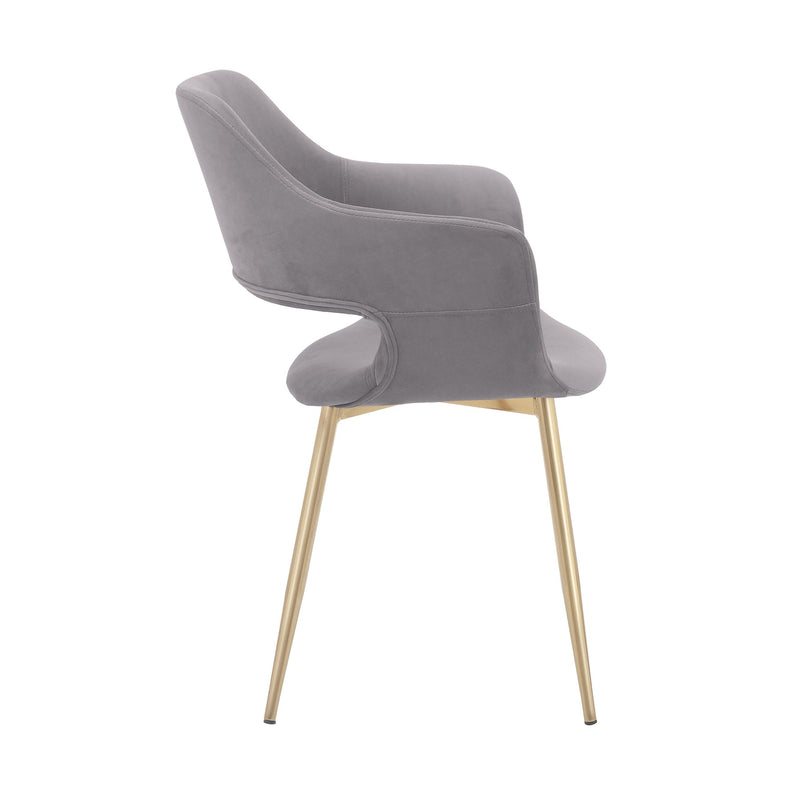 Gigi Gray Velvet Dining Room Chair with Gold Metal Legs - Set of 2 - Furniture City (CA)l