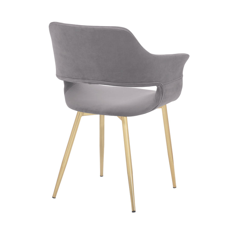 Gigi Gray Velvet Dining Room Chair with Gold Metal Legs - Set of 2 - Furniture City (CA)l