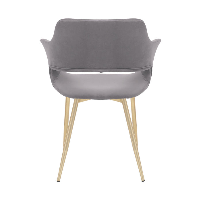 Gigi Gray Velvet Dining Room Chair with Gold Metal Legs - Set of 2