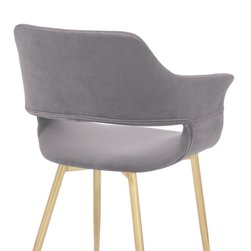 Gigi Gray Velvet Dining Room Chair with Gold Metal Legs - Set of 2 - Furniture City (CA)l