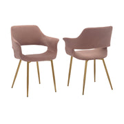 Gigi Pink Velvet Dining Room Chair with Gold Metal Legs - Set of 2 - Furniture City (CA)l