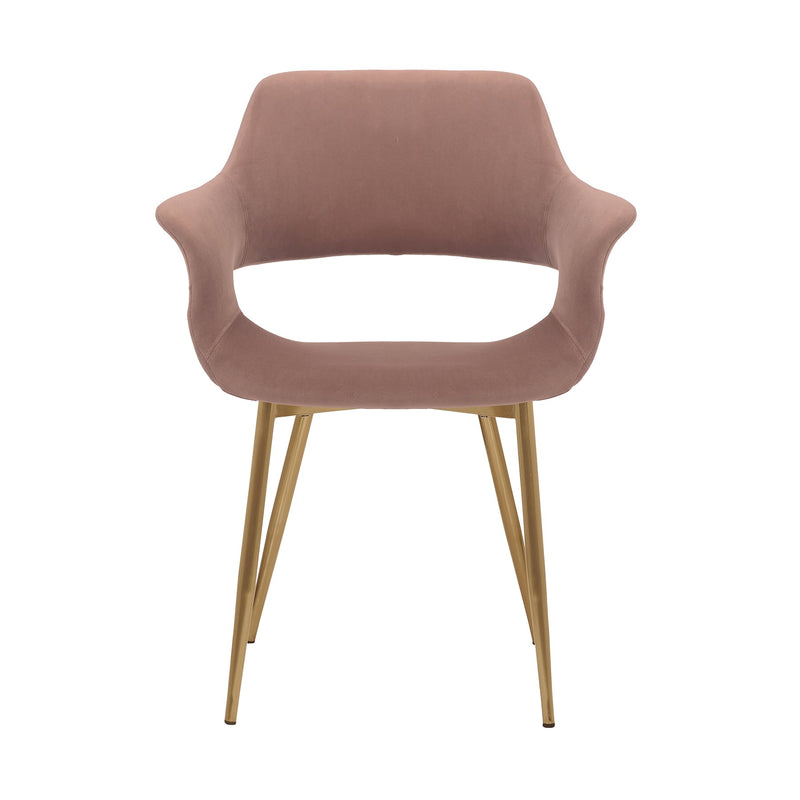 Gigi Pink Velvet Dining Room Chair with Gold Metal Legs - Set of 2 - Furniture City (CA)l