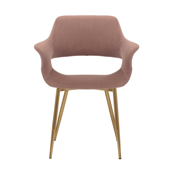 Gigi Pink Velvet Dining Room Chair with Gold Metal Legs - Set of 2