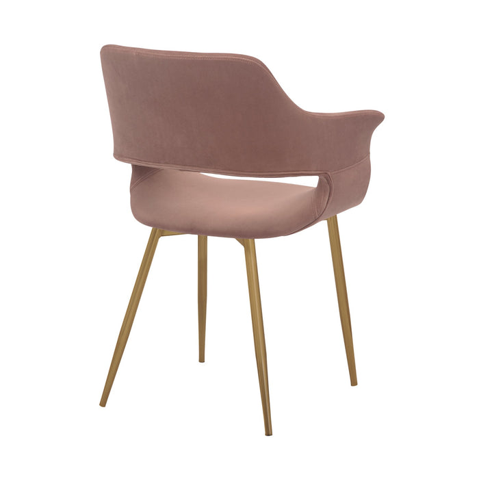 Gigi Pink Velvet Dining Room Chair with Gold Metal Legs - Set of 2