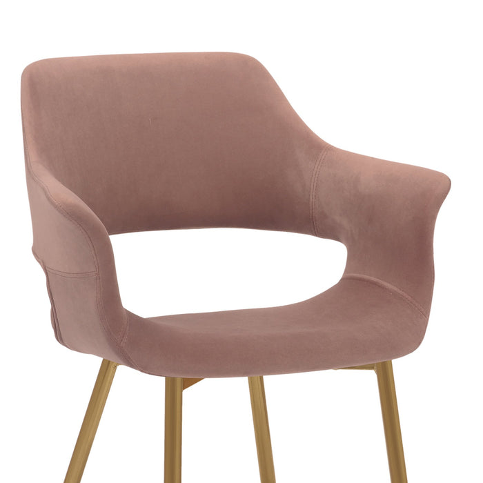Gigi Pink Velvet Dining Room Chair with Gold Metal Legs - Set of 2