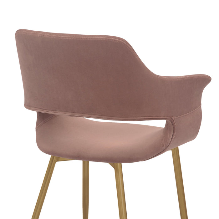 Gigi Pink Velvet Dining Room Chair with Gold Metal Legs - Set of 2