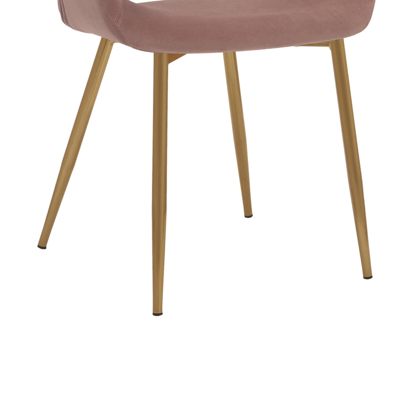 Gigi Pink Velvet Dining Room Chair with Gold Metal Legs - Set of 2 - Furniture City (CA)l