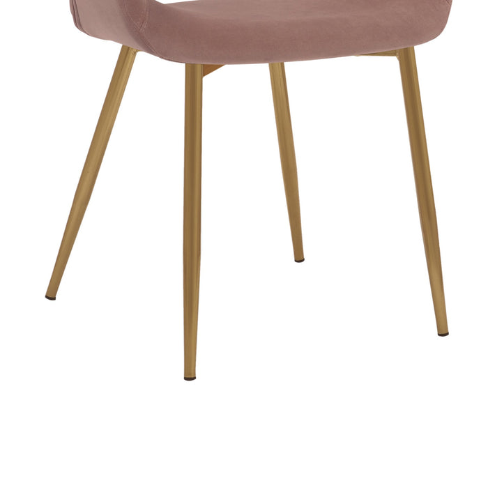 Gigi Pink Velvet Dining Room Chair with Gold Metal Legs - Set of 2