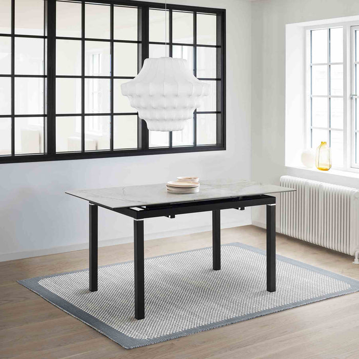 Giana Extendable Dining Table in Stone and Metal
