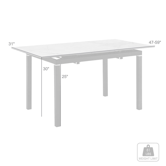 Giana Extendable Dining Table in Stone and Metal