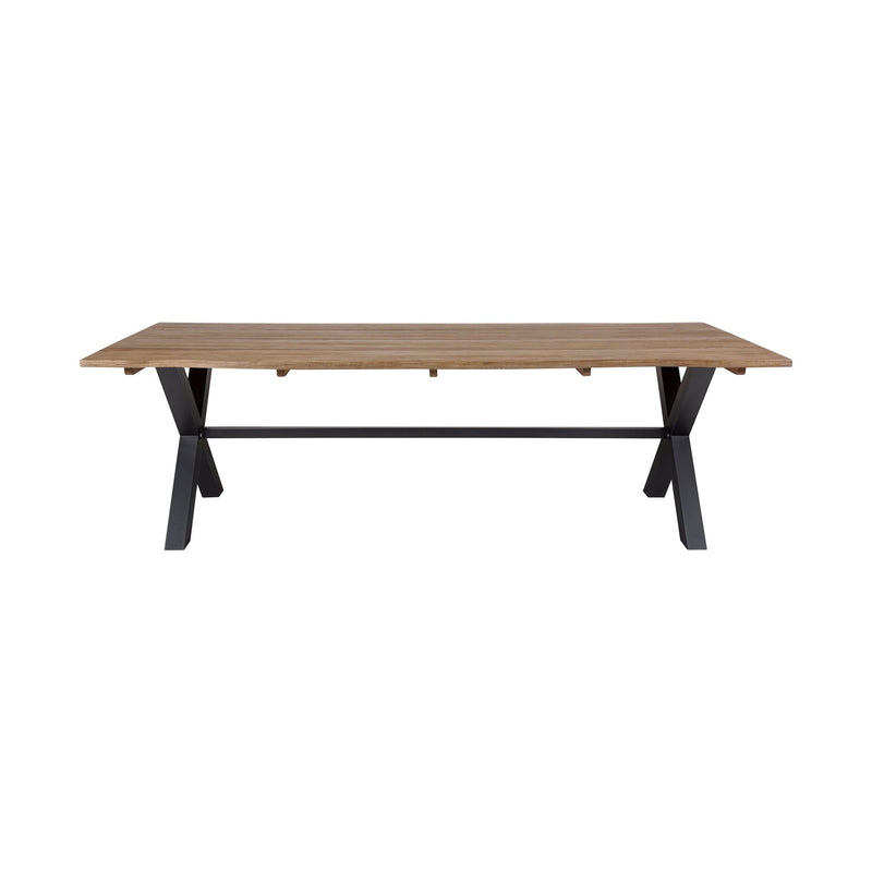 Glendora Outdoor Patio Live Edge Dining Table in Eucalyptus Wood with Black Metal Base - Furniture City (CA)l