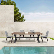 Glendora Outdoor Patio Live Edge Dining Table in Eucalyptus Wood with Black Metal Base - Furniture City (CA)l
