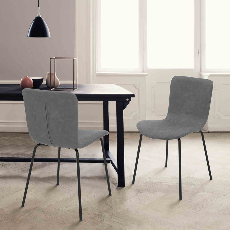 Gillian Modern Light Gray Fabric and Metal Dining Room Chairs - Set of 2 - Furniture City (CA)l