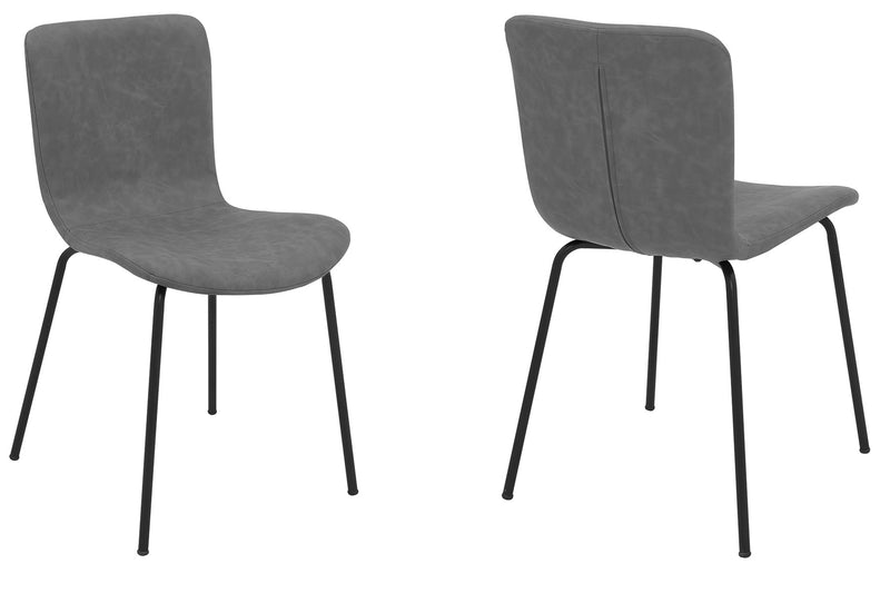 Gillian Modern Dark Gray Faux Leather and Metal Dining Room Chairs - Set of 2 - Furniture City (CA)l