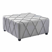 Gemini Contemporary Ottoman in Silver Linen with Piping Accents and Wood Legs - Furniture City (CA)l