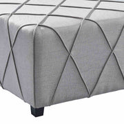 Gemini Contemporary Ottoman in Silver Linen with Piping Accents and Wood Legs - Furniture City (CA)l