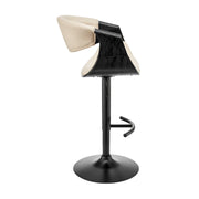 Gionni Adjustable Swivel Cream Faux Leather and Black Wood Bar Stool with Black Base - Furniture City (CA)l