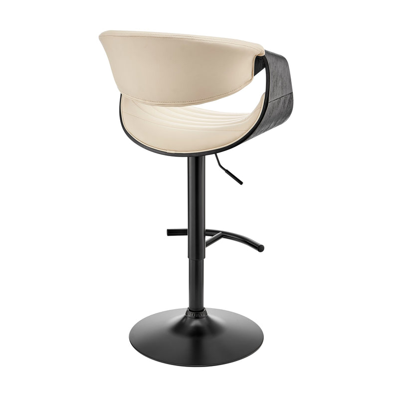 Gionni Adjustable Swivel Cream Faux Leather and Black Wood Bar Stool with Black Base - Furniture City (CA)l