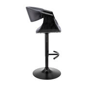 Gionni Adjustable Swivel Gray Faux Leather and Black Wood Bar Stool with Black Base - Furniture City (CA)l
