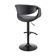 Gionni Adjustable Swivel Gray Faux Leather and Black Wood Bar Stool with Black Base - Furniture City (CA)l