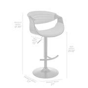 Gionni Adjustable Swivel Gray Faux Leather and Black Wood Bar Stool with Black Base - Furniture City (CA)l