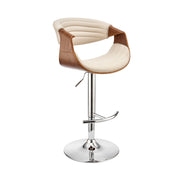 Gionni Adjustable Swivel Cream Faux Leather and Walnut Wood Bar Stool with Chrome Base - Furniture City (CA)l