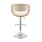Gionni Adjustable Swivel Cream Faux Leather and Walnut Wood Bar Stool with Chrome Base - Furniture City (CA)l