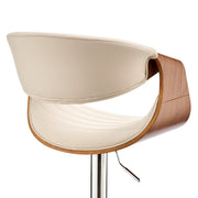 Gionni Adjustable Swivel Cream Faux Leather and Walnut Wood Bar Stool with Chrome Base - Furniture City (CA)l