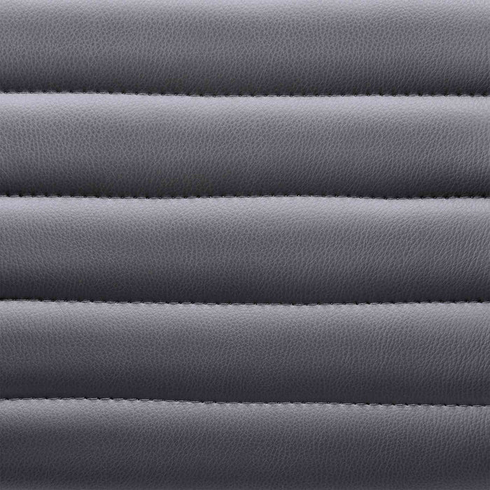 Gionni Adjustable Swivel Gray Faux Leather and Walnut Wood Bar Stool with Chrome Base