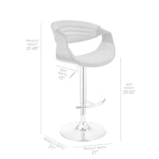 Gionni Adjustable Swivel Gray Faux Leather and Walnut Wood Bar Stool with Chrome Base - Furniture City (CA)l